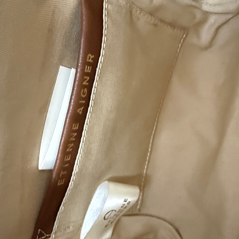 Etienne Aigner Woven Rattan Satchel Handbag in Tan and Brown - Picture 14 of 16